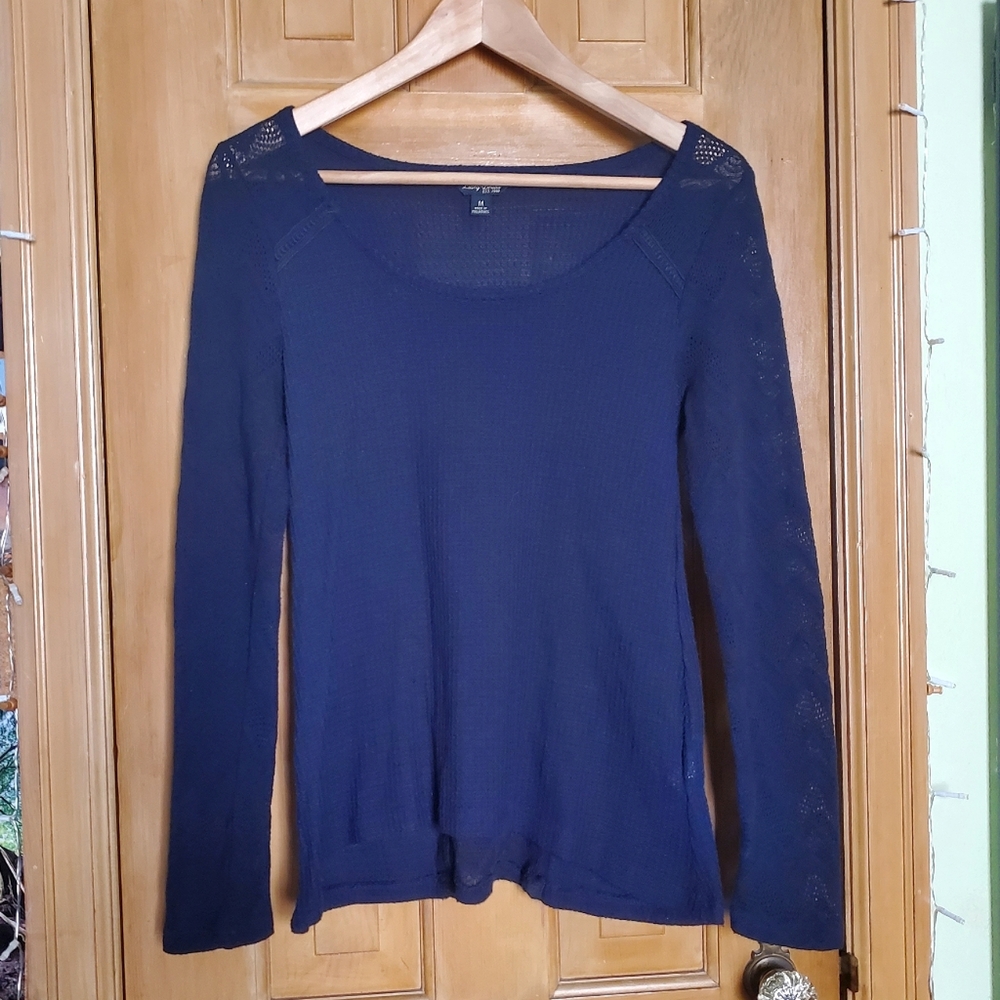 Lucky Brand Medium Navy Blue Long Sleeve Top